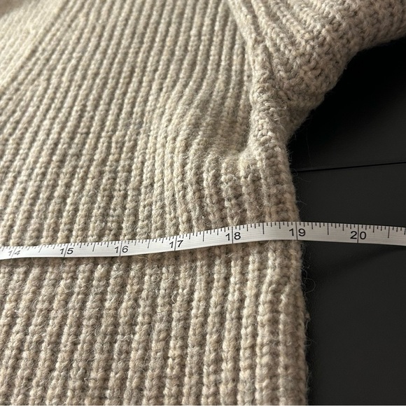 Talbots Sweater V-Neck Split Hem Women's Tan Size Medium Shawl Collar - Picture 6 of 7